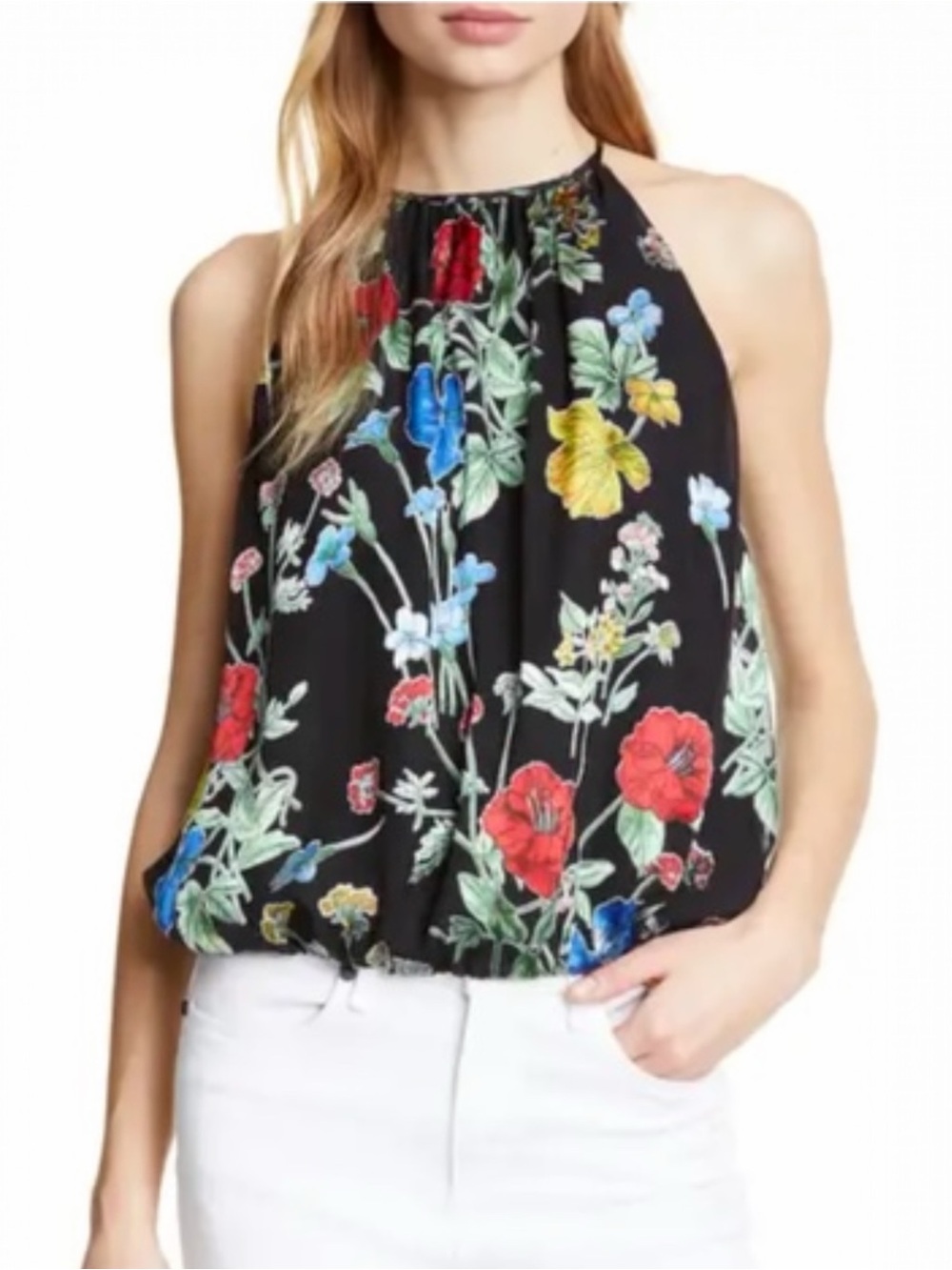 Alice + Olivia Women’s Rosa Silk Floral Print Halter Neck Sleeveless Top XS NEW